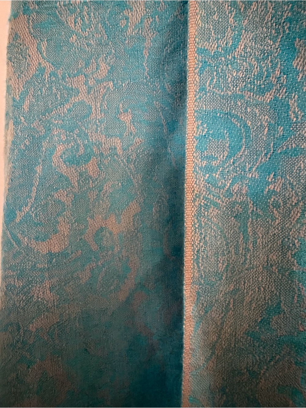 Pashma 70% Pashmina Silk Blend Scarf/Shawl – Turquoise Paisley - Picture 5 of 6